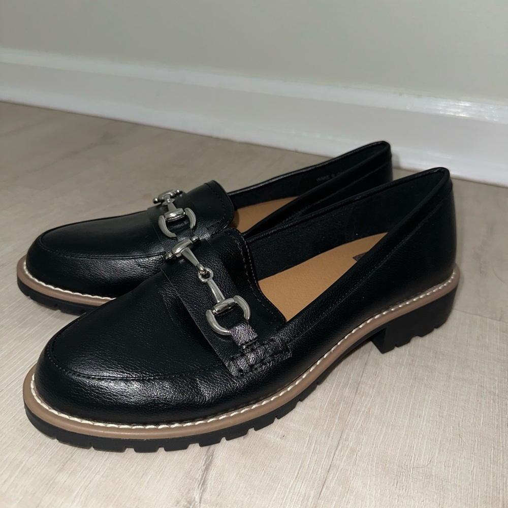 Dolce Vita Black Loafers with Silver Accent